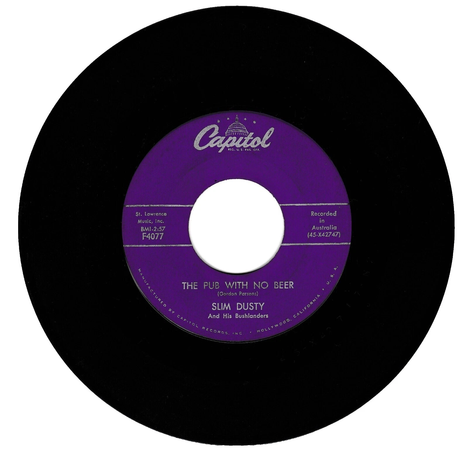 Slim Dusty 45 转的速度乙烯唱片