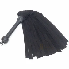 Real Genuine Cow Hide Suede Leather Flogger 25 Falls Black Heavy Duty