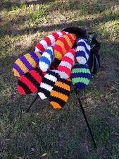 *CLASSIC* HAND-KNIT Striped Tube Golf Hybrid Club Headcovers FREE SHIPPING