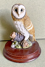 Vintage Leonardo Collection  Nature Studies  Barn Owl 1994 on Wooden Base