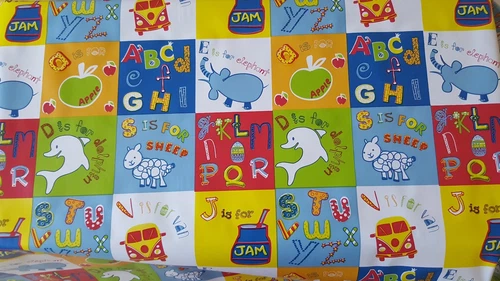 CHILDREN KIDS NURSERY PVC VINYL OIL CLOTH TABLE PROTECTOR ANIMALS RED GREEN BLUE