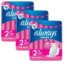 3 X Always Maxi Long Plus Sanitary Pads With Wings- Count 9-Pack 2