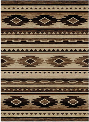8x10 Southwestern Rustic Lodge Cabin Tribal Brown Area Rug 