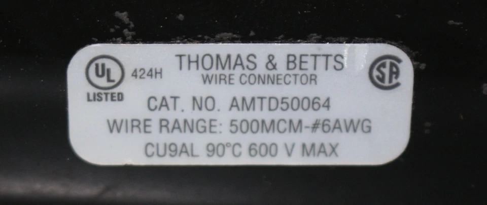 Blackburn Insulated Aluminum Multitap Connector AMTSR500, 2 Port, 4AWG-500 kcmil - Image 4 of 4