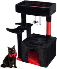 SYANDLVY Gothic Cat Tree with Coffin Bed for Indoor Cats, Activity Tower with Sc