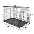 Folding Metal Pet Cage 36" Dog Crate Kennel 2 Door With Tray Pan Black