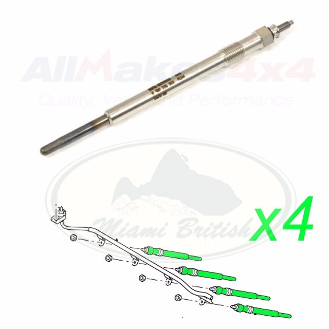 LAND ROVER GLOW PLUG SET x4 DEFENDER 2.4L 07-11 LR004377 ALLMAKES4X4