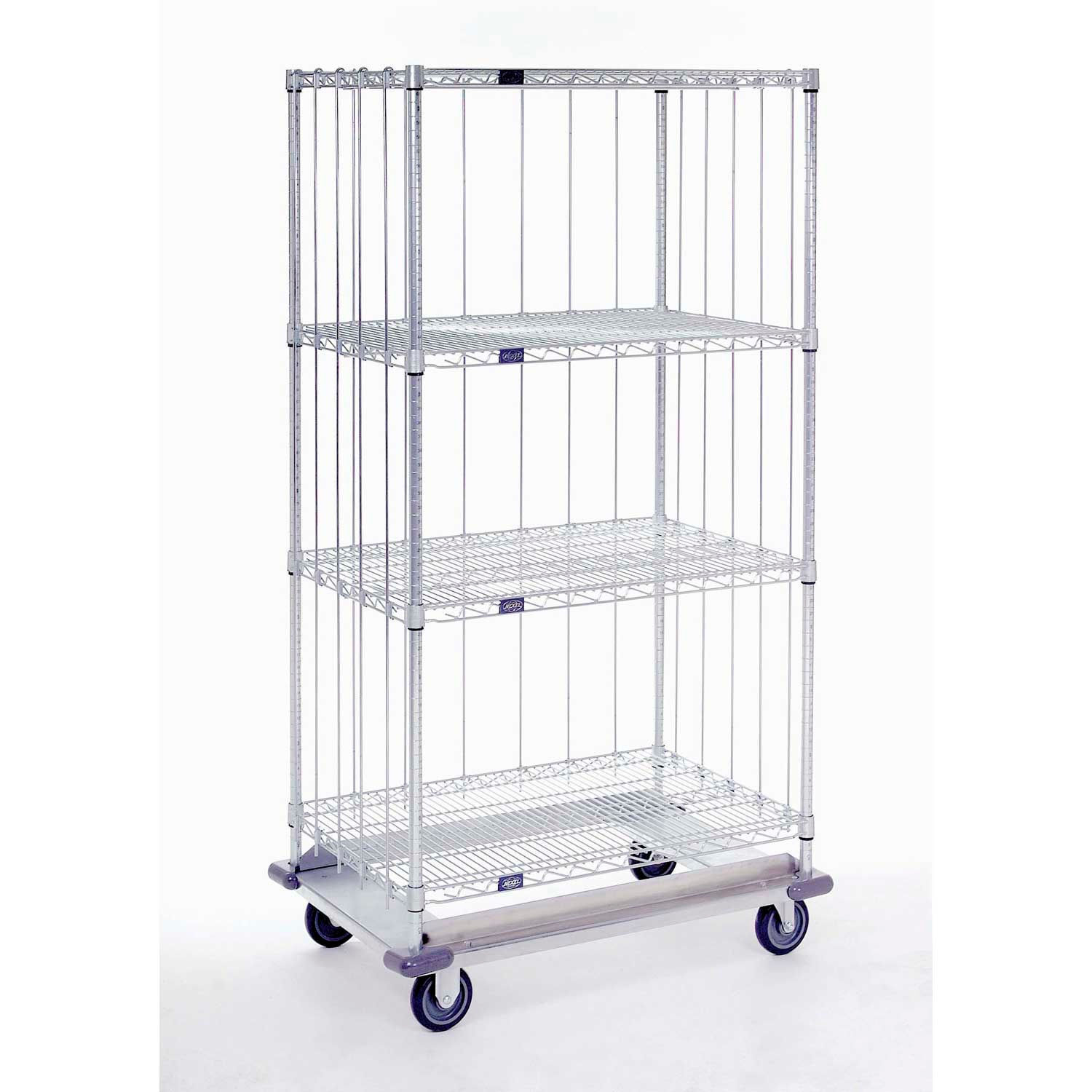 Nexel 52"L Rods Clips (3 Rods 12 Clips) For Solid Shelving Units Chrome