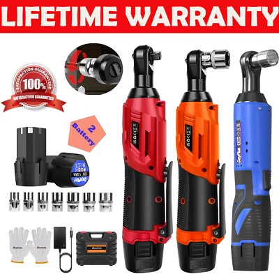 DAYPLUS 420Nm Cordless Electric Impact Wrench Drill Gun Ratchet Driver 3/8" +2 Batteries