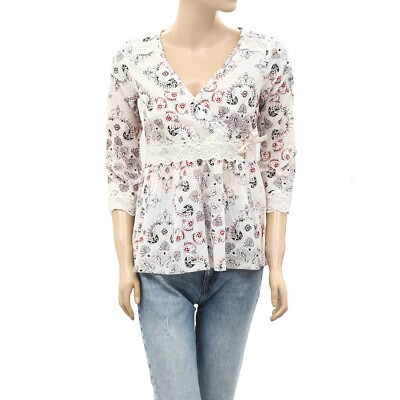 Odd Molly Anthropologie Medley Paisley Print Wrap Blouse Top Cotton S-1 260263