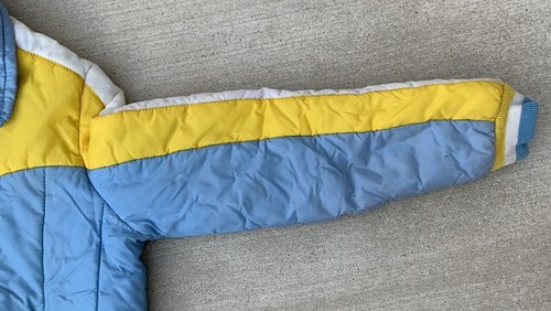 Vintage Skijacke hellblau gelb weiß Schnee 70er 80er Kinder Jugend Größe 14 - Bild 16 von 24