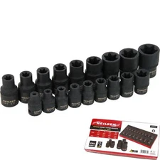 Neilsen 18pc Impact Female E Star Sockets Set 3/8" & 1/2" Drive E5 - E24