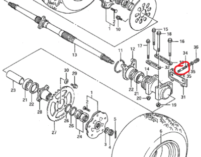 250, 500 QUAD RACER LTZ400, KFX400 LTZ SWINGARM AXLE, CHAIN