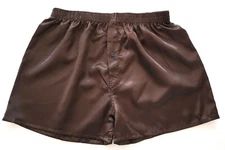 NEW MEN'S SATIN BOXER SHORTS (BROWN) SIZE LARGE