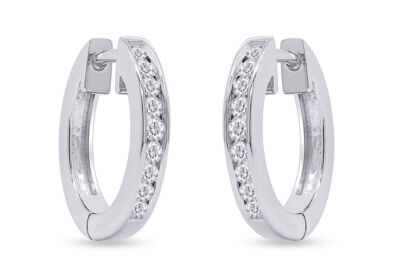 14K White Gold Plated Sterling 1/3Ct Lab Grown Diamond Channel Set Hoop Earrings