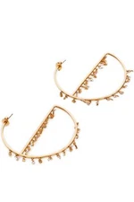 SUZANNE KALAN 18K ROSE GOLD AND BAGUETTE DIAMOND HOOP EARRINGS