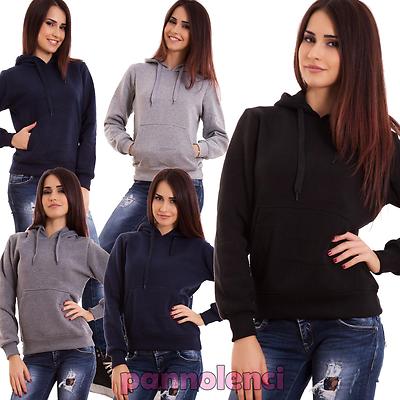 Felpa donna maglia cappuccio maniche lunghe casual sport palestra