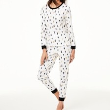 Kids Size XS 4 5 Matching Family Pajamas Tree Print Two Piece Set Black Gold