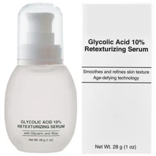 Glycolic Acid 10% Retexturizing Serum W/ Alpha Hydroxy, Glycerin & Aloe 1 oz