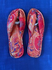Chinese Brocade Slippers for Women, Red, Size S 5-6 