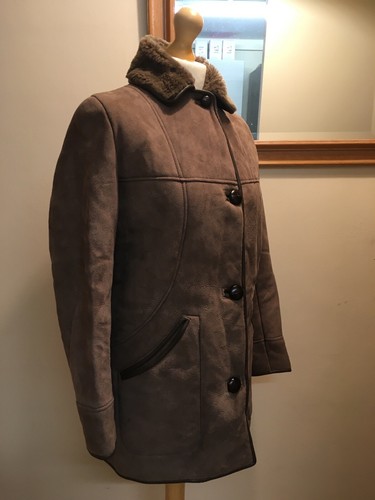 VINTAGE REAL SHEEPSKIN LIGHT BROWN NUBUCK JACKET, WOOL LINING UK 10/12, pre-own
