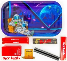 Metal Rolling Tray Astronaut Combo Bundle Kit RAW, SKY HIGH Gift Pack #20 King