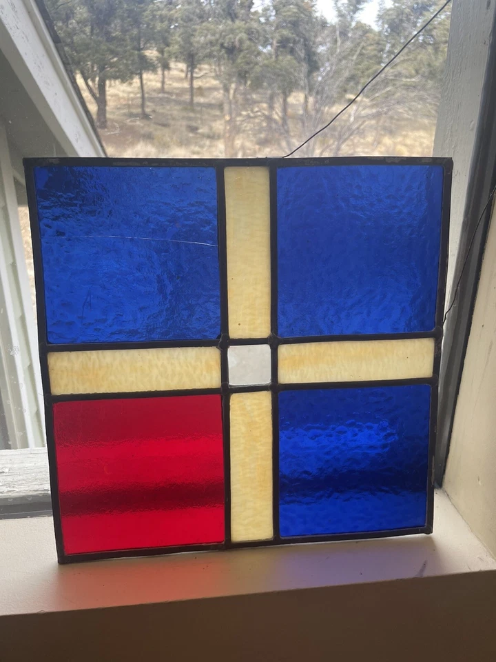 Azulejo de vidrio 12 x 12 artefacto rescatado azul real rojo blanco mármol + Foto 3 de 4