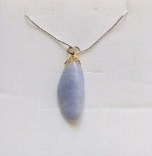 Sale Stunning Blue Lace Agate Pendant On A 925 Silver Chain