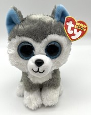 Ty Beanie Boos  Slush  the Husky Puppy Dog 6  Plush Toy Blue Glitter Eyes