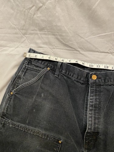 Carhartt Double Front Knee Black B01 - BLK Pants Distressed Vintage Paint 42x30 - Picture 12 of 23