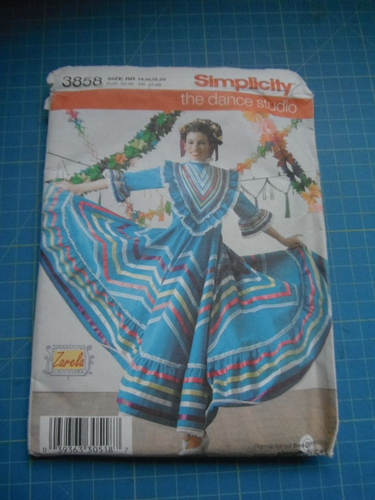 Simplicity Sewing Pattern 3858 Misses Mexican Spanish Dance Dress Size 