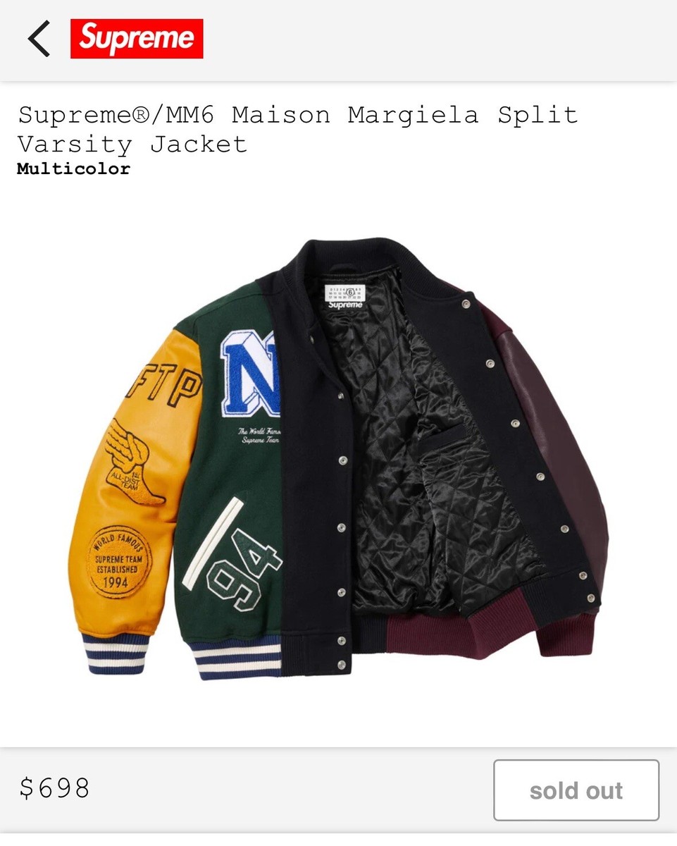 Supreme MM6 Maison Margiela Split Varsity Jacket Size XXL | eBay Supreme MM6 Maison Margiela Split Varsity Jacket Size XXL | eBay