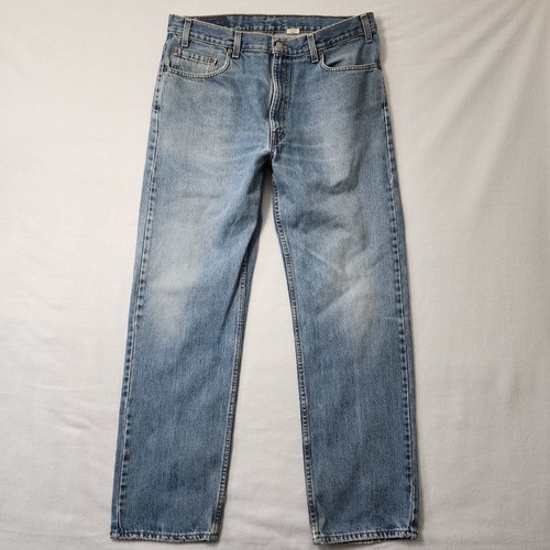 Vintage 80s Levis 505 Herren 38x32 Blue Fade Whisker Light Straight Made In Canada