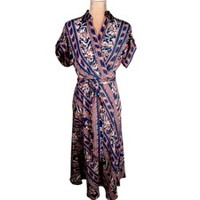 NWT Lauren Ralph Lauren Women's Sz 2 Blue Red Ikat Print Wrap Midi Dress