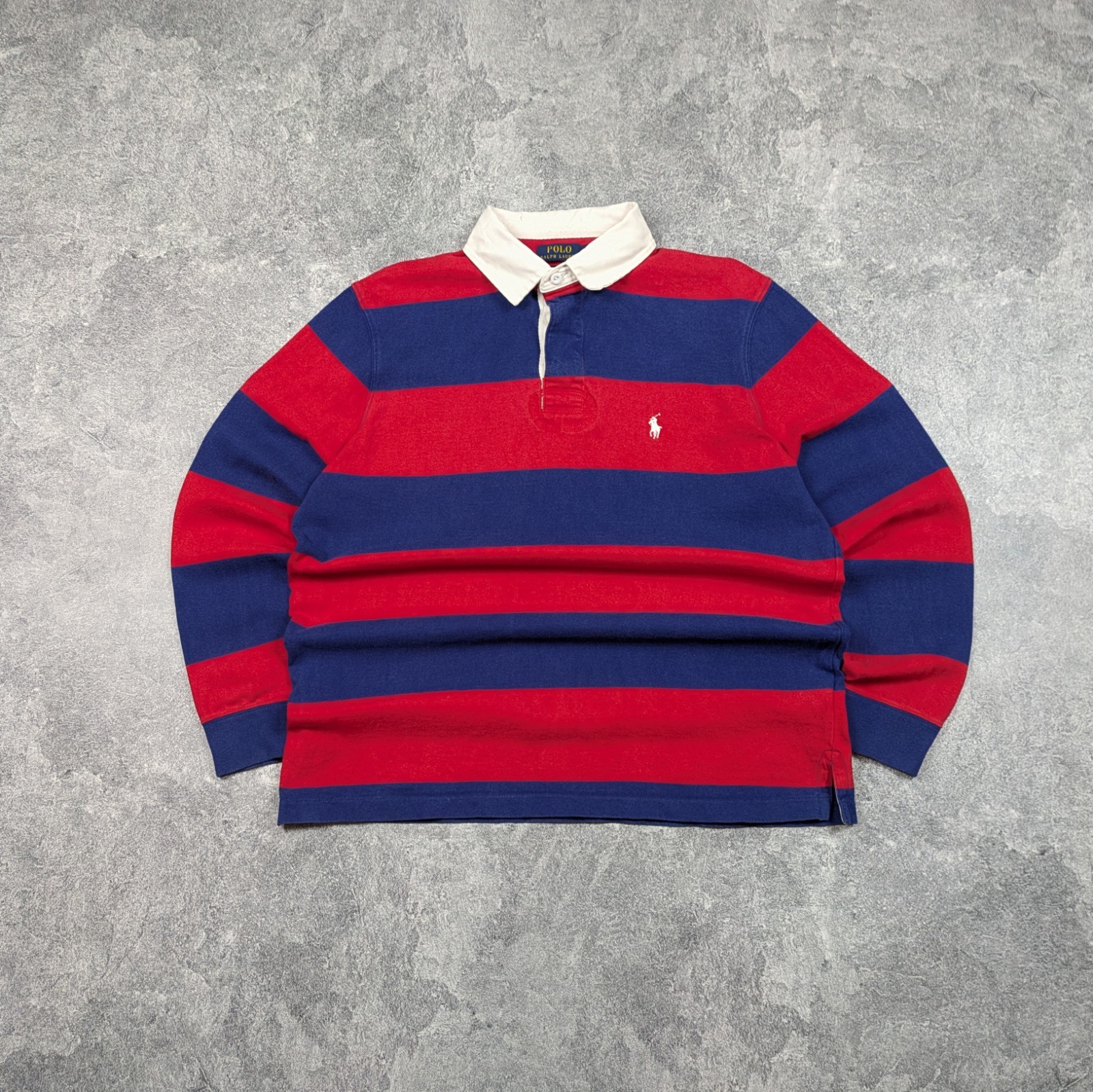 Vintage Polo Ralph Lauren Striped Rugby Polo Shirt Long Sleeve Sz L