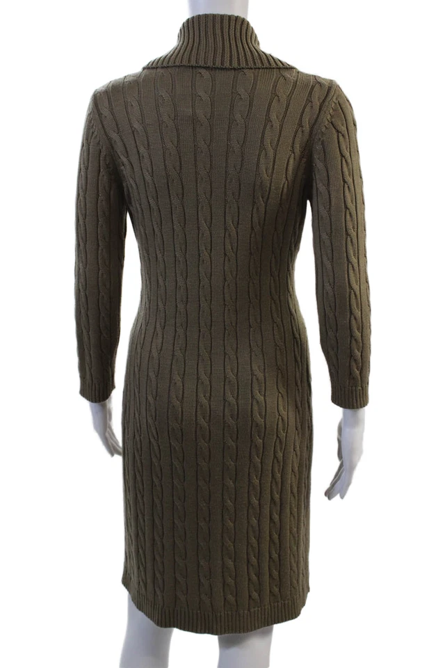 Vestido Suéter Lauren Ralph Lauren Mujer Marrón Manga Larga Media Pantorrilla Talla 2XS Foto 3 de 4