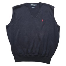 Polo Golf Ralph Lauren Sweater Vest Mens XL Navy Blue 100 Cotton V Neck