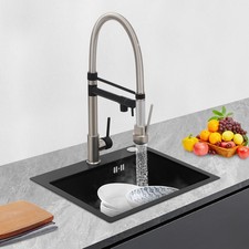 Kitchen Sink Faucet Stainless steel Single Handle Pull Down Sprayer Swivel Mixer