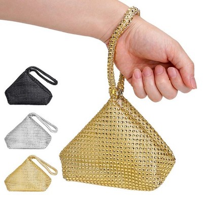 Women's Rhinestone Clutch Evening Bags Sparkly Glitter Triangle Purse for Party