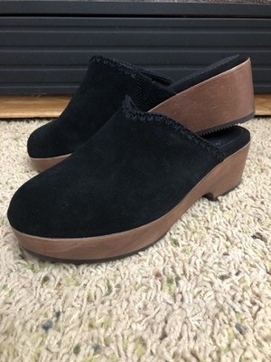 TOMS Addison Black Deco Stitch Clog Heel (Size 8)