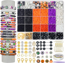 3300 PCS Clay Beads Bracelet Making Kit,Halloween DIY Flat Preppy Beads for Frie