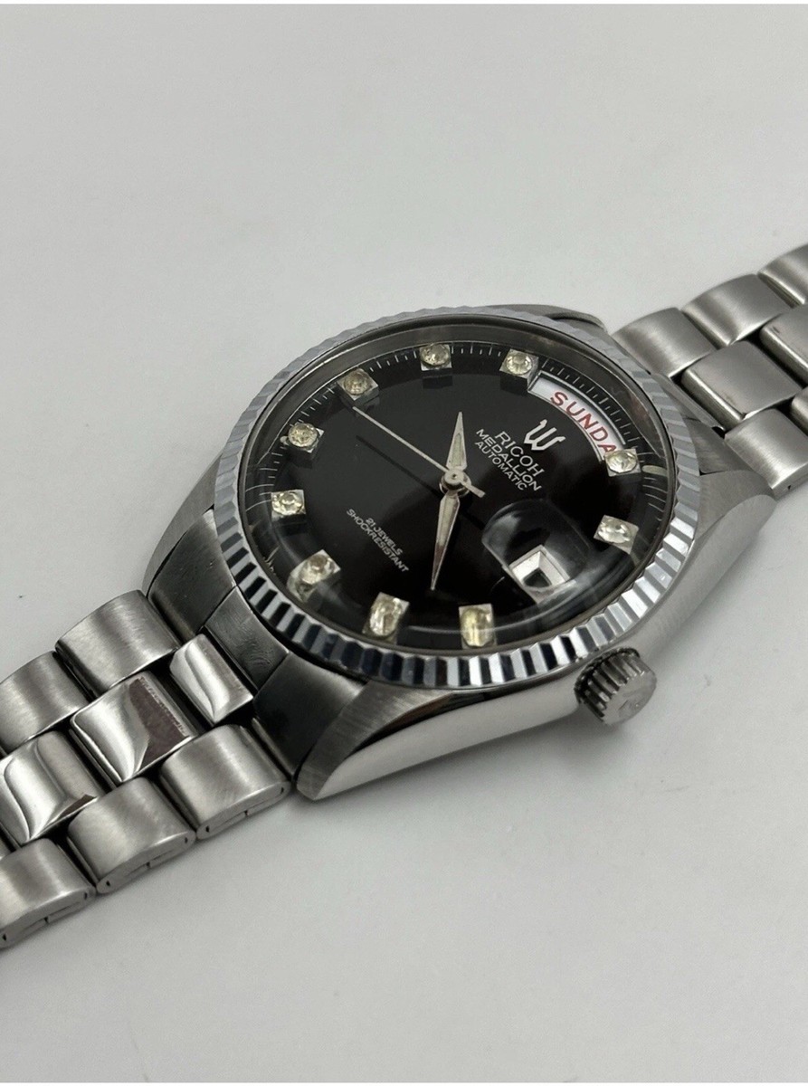 Ricoh Medallion Automatic 21 Jewels Day/Date Black Dial Men's