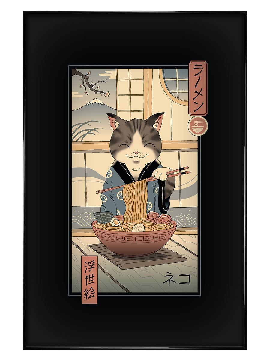 Gloss Black Framed Vincent Trinidad (Neko Ramen Ukiyoe) Maxi Poster