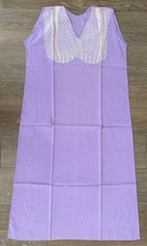 Vintage Lavender Nightgown Sleeveless Lace Yoke Cottagecore Prairie Maxi 50"