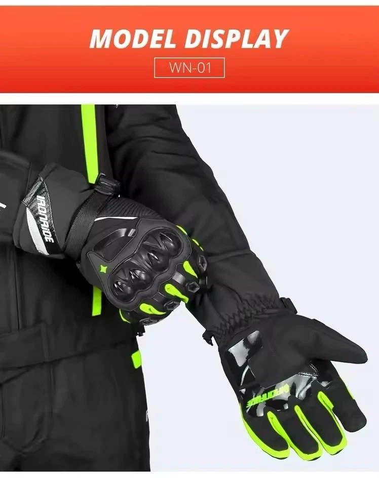 Guanti Moto Invernali Touchscreen Termici Impermeabili Caldi Antivento - Immagine 4 di 4