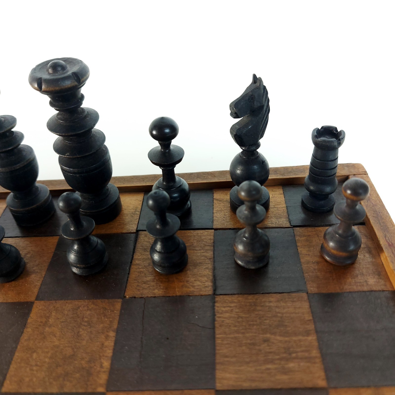 Old Antique Regency Chess Set, Small Size, Wooden, c.1900s