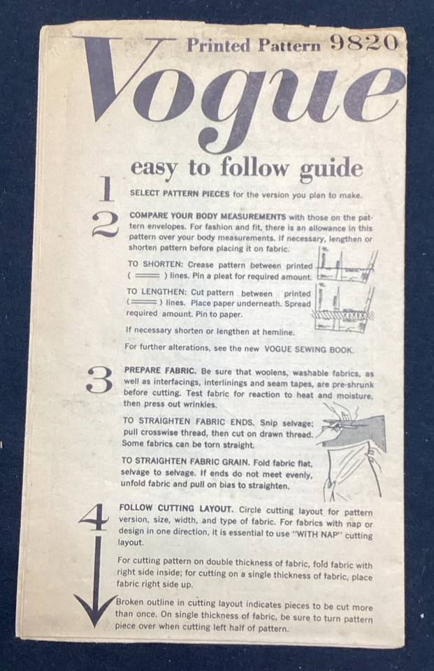 De colección 1959 Vogue Patrón 9820, Chaqueta con Cuello Chal Ancho (12/32) Envío Gratis Foto 4 de 4