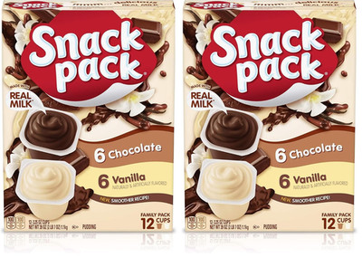 Snack Pack Chocolate and Vanilla Pudding Cups Familypack, 3.25 Ounce (Pack of 24