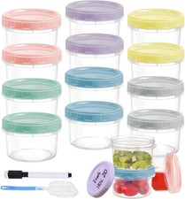 12Pcs 8 Oz Plastic Containers with Screw Lids, Reusable Clear Food Storage Conta