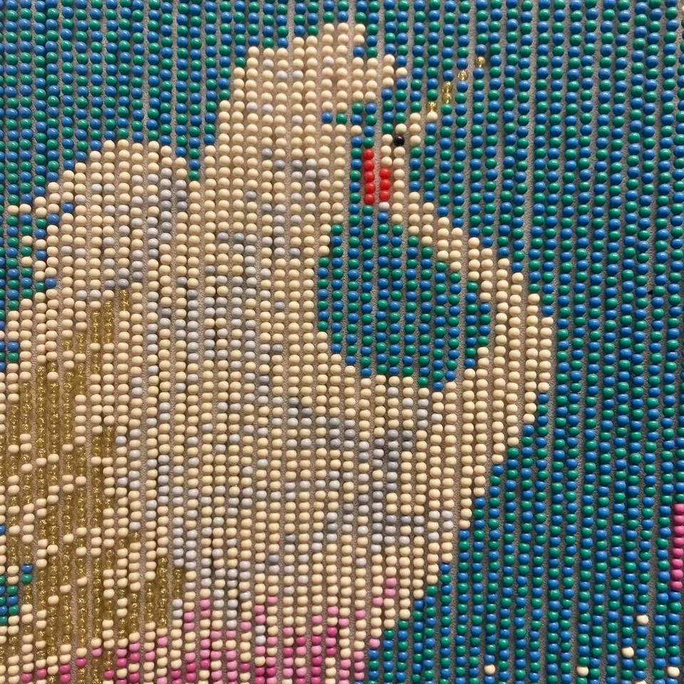 Showa Retro Cuentas Noren “Grúas Casadas”/Cortina Cuentas USADA DIFÍCIL DE ENCONTRAR Foto 4 de 4